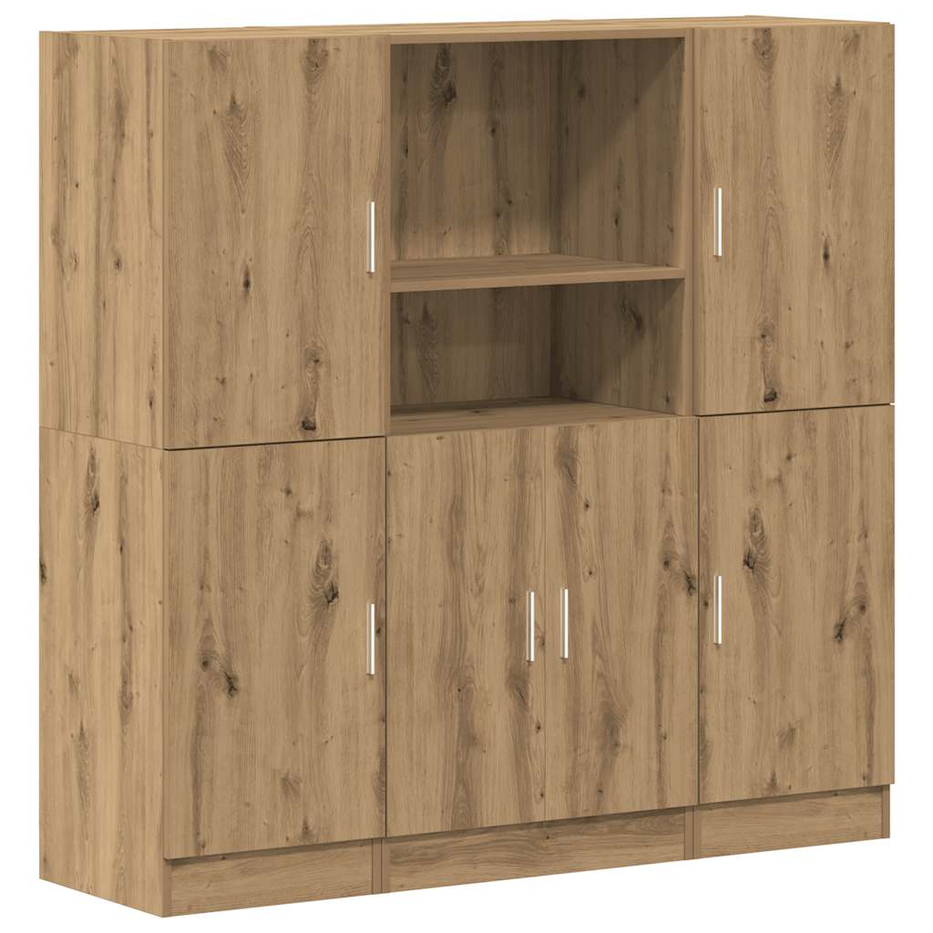 Set di Mobili da Cucina 3 pz-Armadietto Cucina Rovere Marrone in Truciolato