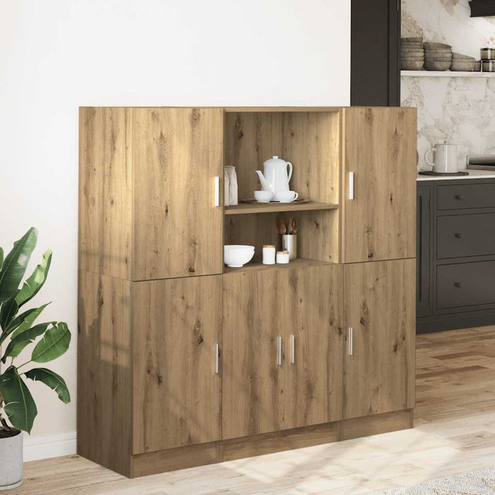 Set di Mobili da Cucina 3 pz-Armadietto Cucina Rovere Marrone in Truciolato