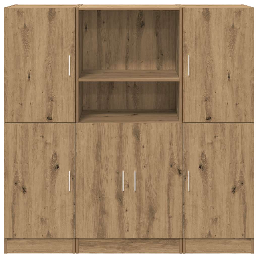 Set di Mobili da Cucina 3 pz-Armadietto Cucina Rovere Marrone in Truciolato