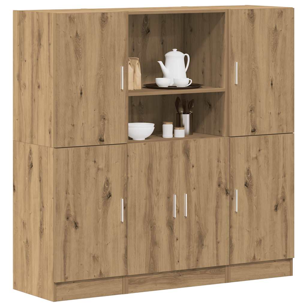 Set di Mobili da Cucina 3 pz-Armadietto Cucina Rovere Marrone in Truciolato