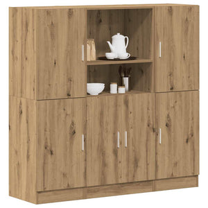 Set di Mobili da Cucina 3 pz-Armadietto Cucina Rovere Marrone in Truciolato