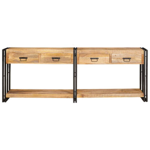 vidaXL Tavolo consolle 2 pcs Marrone Legno massello di mango ruvido