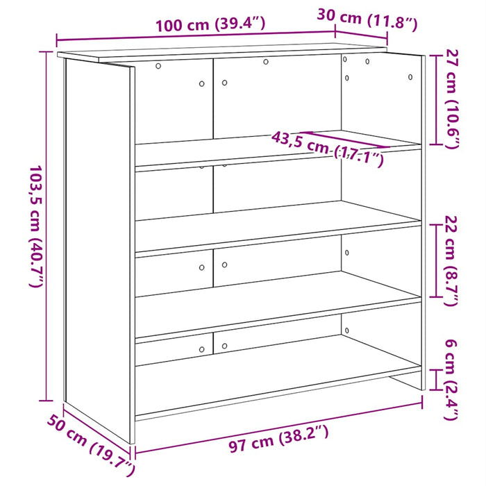 vidaXL Banco Reception Legno Antico 100x50x103,5 cm Legno Multistrato