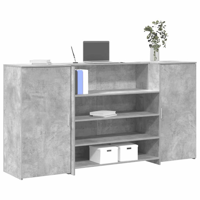 vidaXL Banco Reception Grigio Cemento 200x50x103,5cm Legno Multistrato