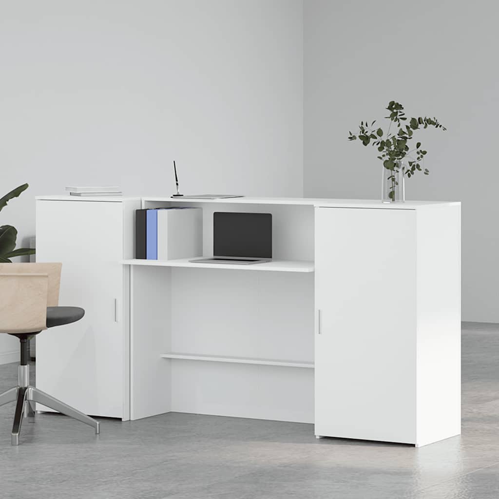 vidaXL Banco Reception Bianco 200x50x103,5 cm in Legno Multistrato