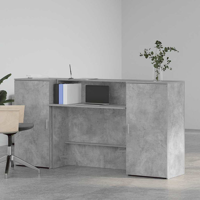 Banco Reception Grigio Cemento 200x50x103,5cm Legno Multistrato 3324217