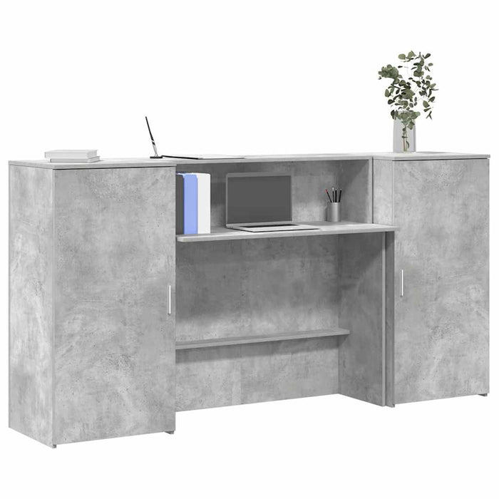 vidaXL Banco Reception Grigio Cemento 200x50x103,5cm Legno Multistrato