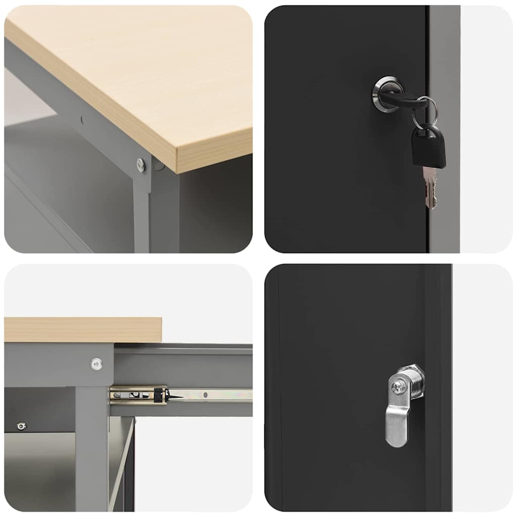 Banco da Lavoro con cassetto Nero e grigio 100 x 55 x 85 cm 4103458