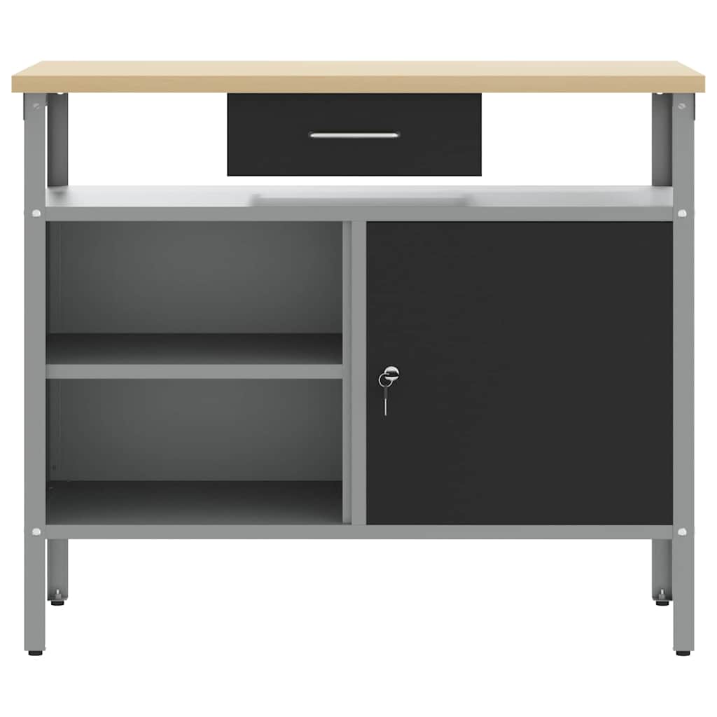 Banco da Lavoro con cassetto Nero e grigio 100 x 55 x 85 cm 4103458