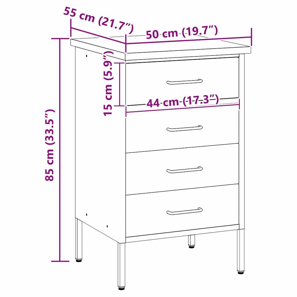 Banco da Lavoro con cassetto Nero e grigio 50 x 55 x 85 cm 4103460