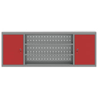 Moderno armadio portautensili industriale con ripiani 150 x 20 x 55 cm acciaio rosso 02_0058033