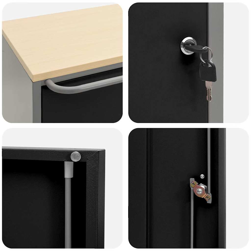 Banco da Lavoro con ruota Nero e grigio 75 x 45 x 85 cm 4103485