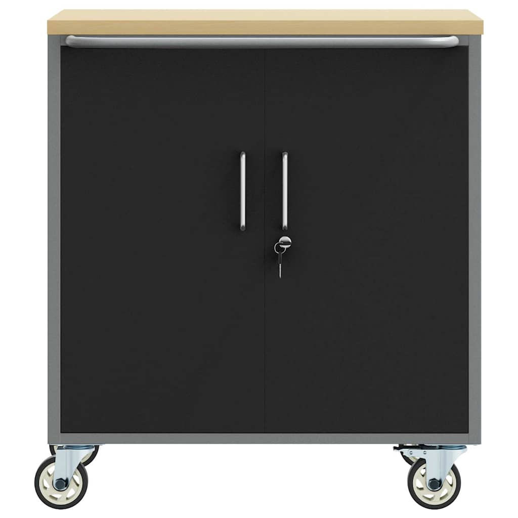 Banco da Lavoro con ruota Nero e grigio 75 x 45 x 85 cm 4103485