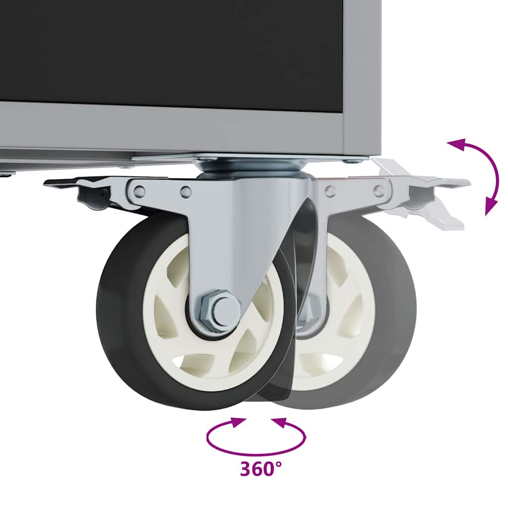 Banco da Lavoro con ruota Nero e grigio 75 x 45 x 85 cm 4103485