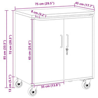 Banco da Lavoro con ruota Nero e grigio 75 x 45 x 85 cm 4103485