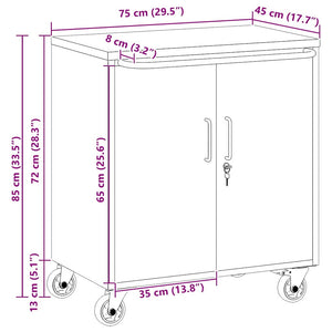 Banco da Lavoro con ruota Nero e grigio 75 x 45 x 85 cm 4103485