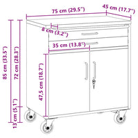 Banco da Lavoro con cassetto Nero e grigio 75 x 45 x 85 cm 4103487