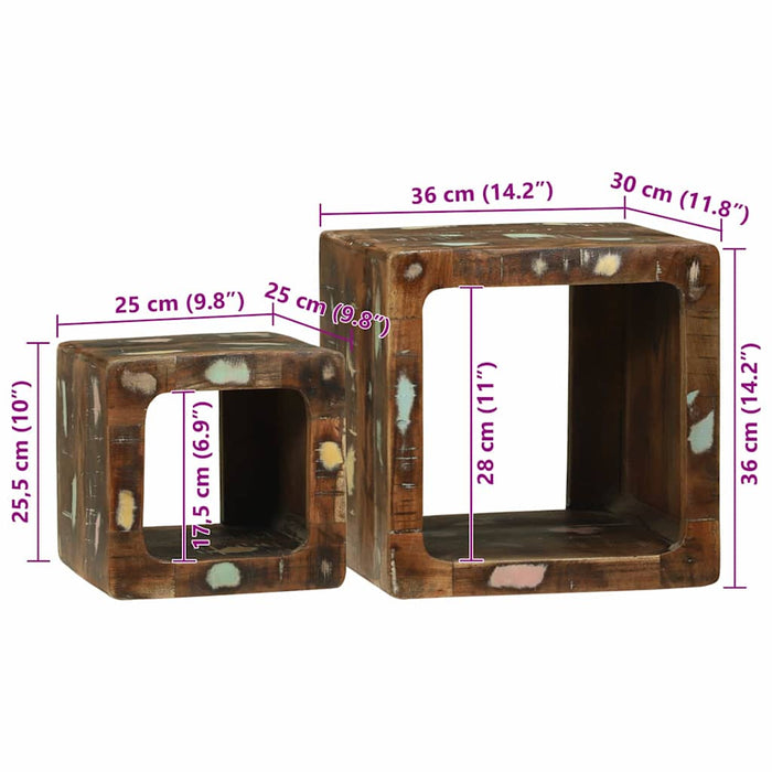 Unità TV 2 pcs Multicolore Legno Recuperato Massello 4104550