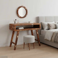 Tavolo da Trucco con specchio-Tavolo da Vanit¨¤ Marrone Legno Recuperato Massello