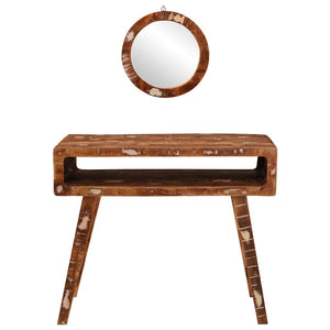 vidaXL Tavolo da Trucco con specchio Marrone Legno di recupero solido