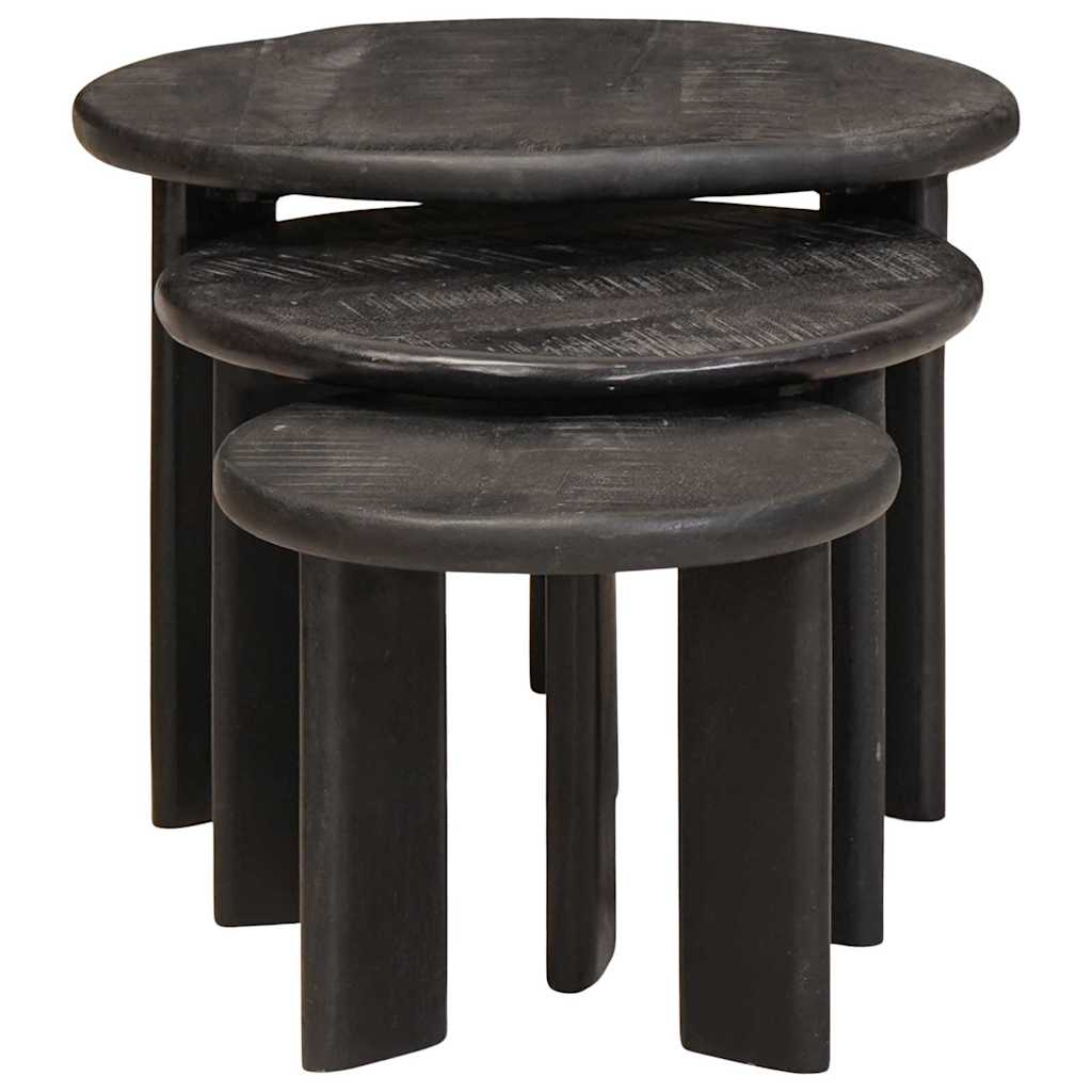 Tavoli da annidamento 3 pcs Bianco Legno di mango massello 4104658