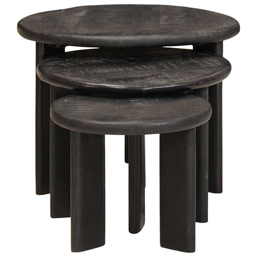 Tavoli da annidamento 3 pcs Bianco Legno di mango massello 4104658