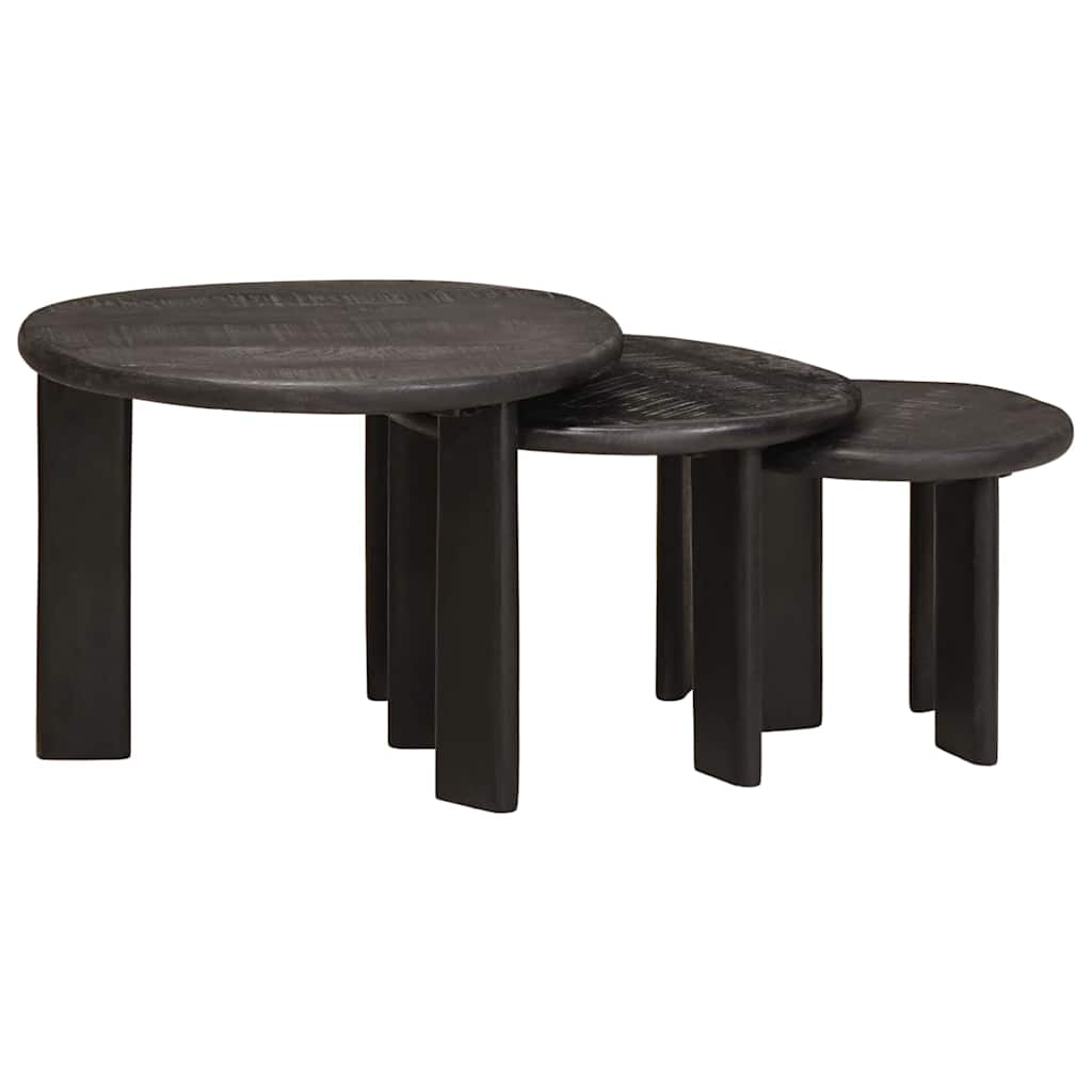 Tavoli da annidamento 3 pcs Bianco Legno di mango massello 4104658