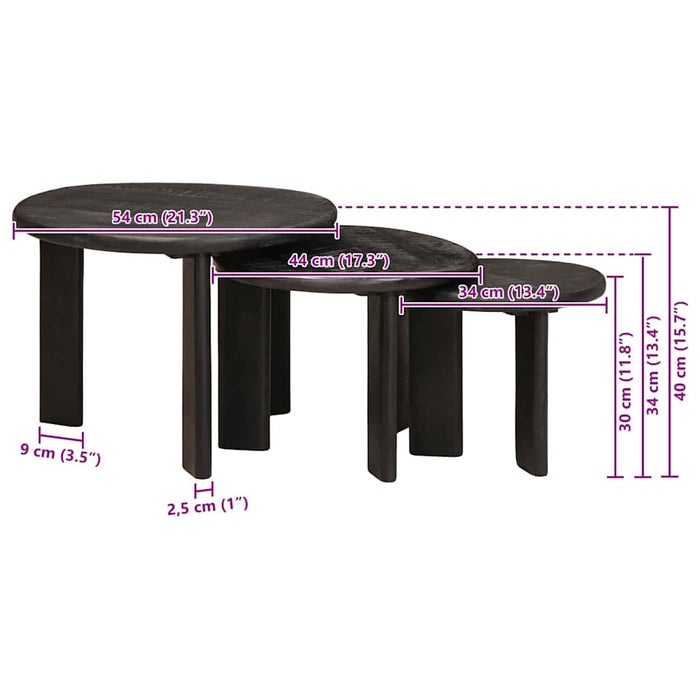 Tavoli da annidamento 3 pcs Bianco Legno di mango massello 4104658