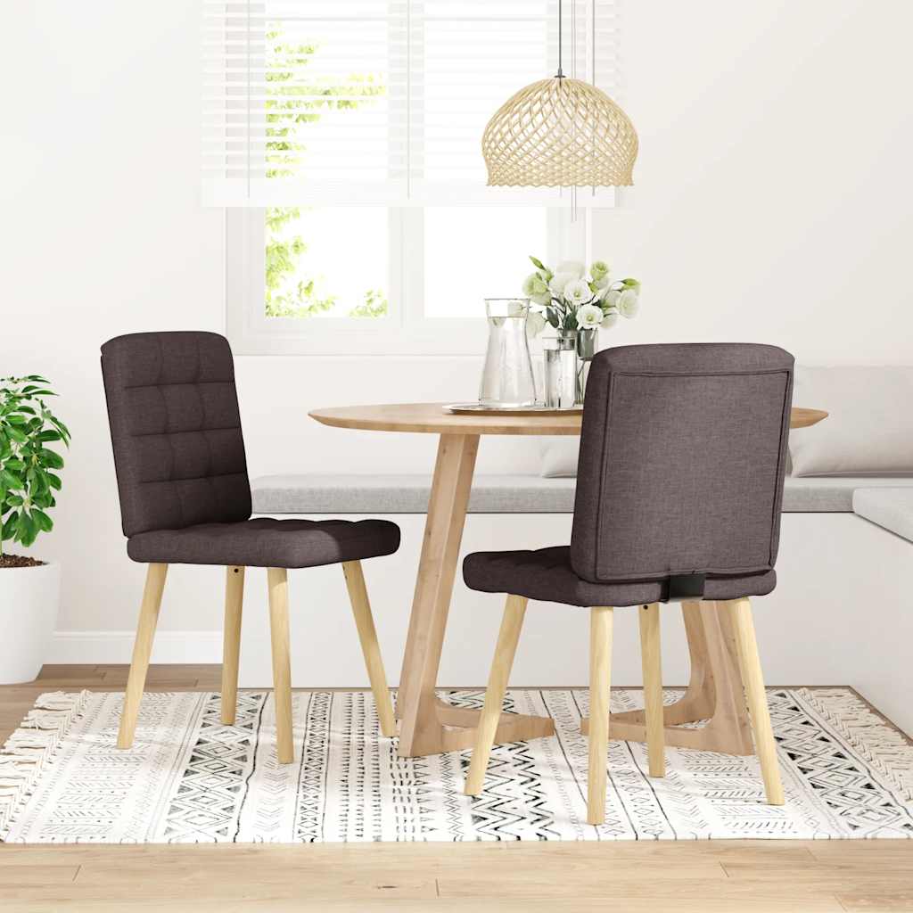 Sedie da Pranzo 2 pz Marrone Scuro in Tessuto 4101095