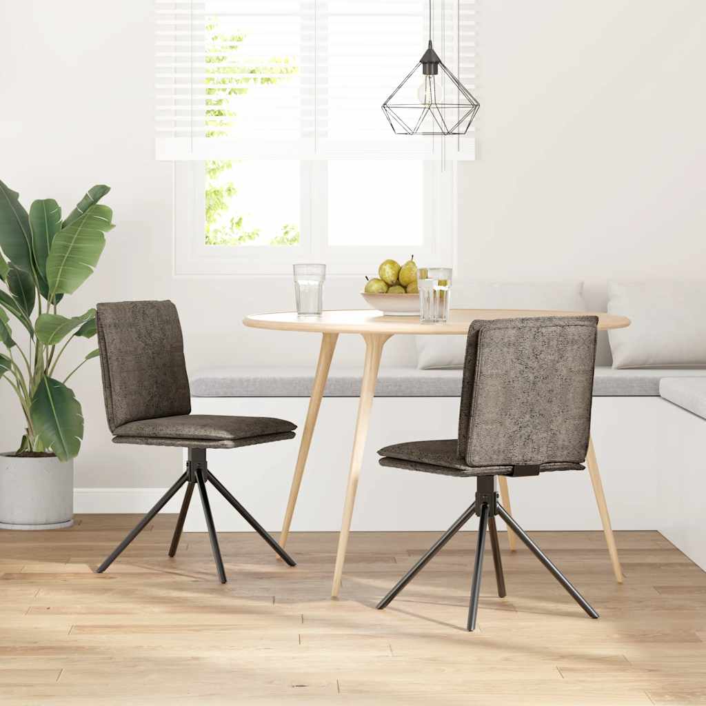 Sedia da Pranzo Grigio Scuro in Similpelle Scamosciata 4101280