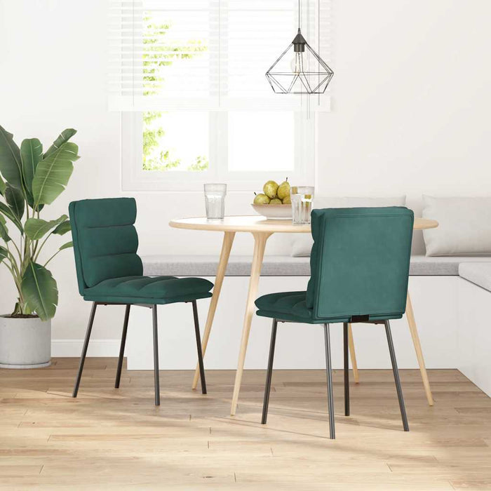 Sedie da Pranzo 2 pz Verde Scuro in Velluto 4101284