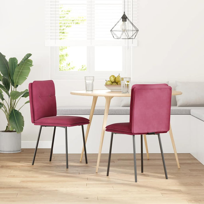 vidaXL Sedie da Pranzo 2 pz Rosso Vino in Velluto