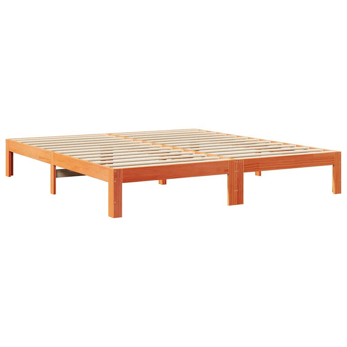 vidaXL Giroletto senza Materasso Marrone Cera 160x200 cm Legno di Pino