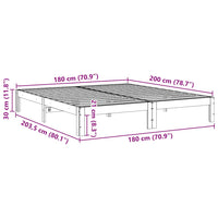 vidaXL Giroletto senza Materasso 180x200 cm in Legno Massello di Pino