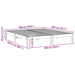 vidaXL Giroletto senza Materasso 180x200 cm in Legno Massello di Pino