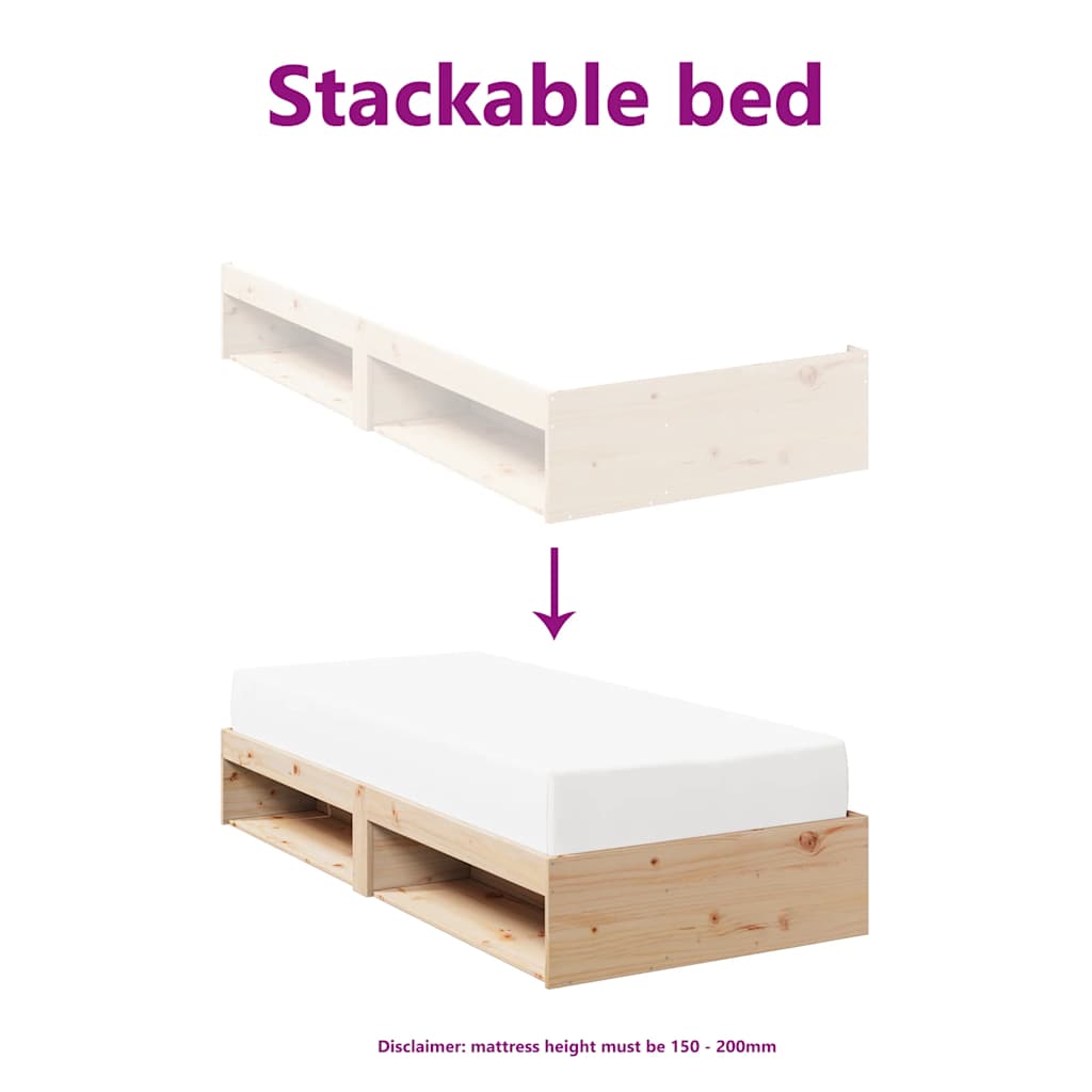 Dormeuse senza Materasso-Divano Letto-Struttura Letto 100x200 cm in Legno Massello di Pino 481385