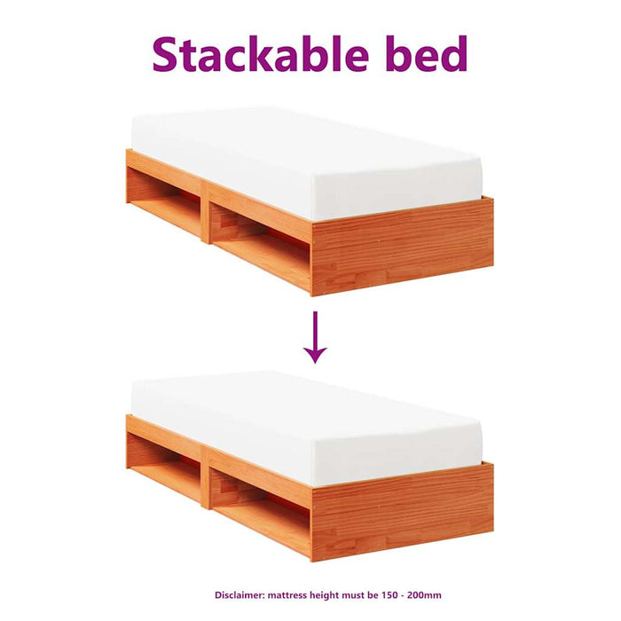 vidaXL Dormeuse senza Materasso Marrone Cera 90x200 cm Legno di Pino