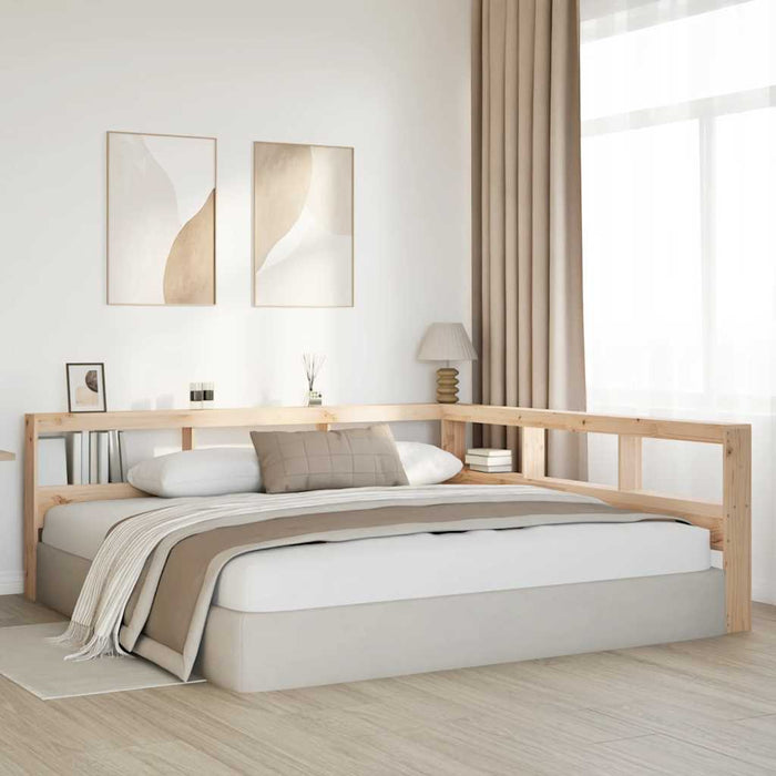 Testiera Libreria a L 200 cm in Legno Massello di Pino 859253