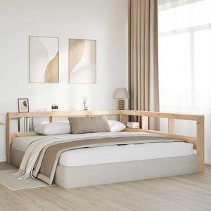 Testiera Libreria a L 200 cm in Legno Massello di Pino