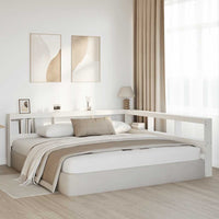 vidaXL Testiera Libreria a L Bianca 200 cm in Legno Massello di Pino