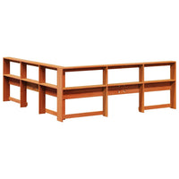 Testiera libreria a L-Testata contenitore Marrone Cera 200cm Legno Massello di Pino