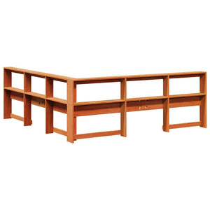 vidaXL Testiera Libreria a L Marrone Cera 200cm Legno Massello di Pino