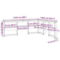 vidaXL Testiera Libreria a L Marrone Cera 140cm Legno Massello di Pino