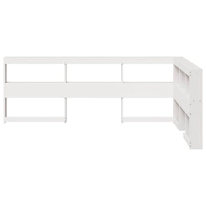 Testiera Libreria a L Bianca 120 cm in Legno Massello di Pino 859269