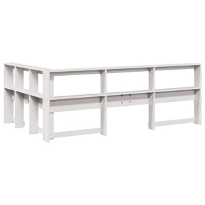 Testiera Libreria a L Bianca 120 cm in Legno Massello di Pino 859269