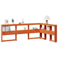 Testiera libreria a L-Testata contenitore Marrone Cera 120cm Legno Massello di Pino 924116