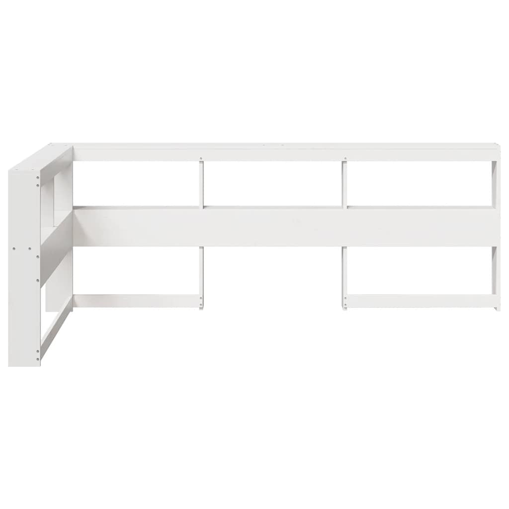 Testiera libreria a L-Testata contenitore Bianca 90 cm in Legno Massello di Pino 803231