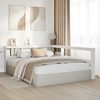 Testiera libreria a L-Testata contenitore Bianca 140 cm in Legno Massello di Pino 605851