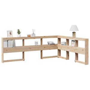 Testiera libreria a L 135 cm in legno massello di pino 859283