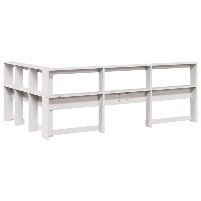 Testiera libreria a L-Testata contenitore Bianca 120 cm in Legno Massello di Pino